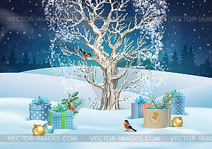 Christmas Night Background - vector image