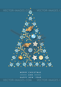 Рождественская и новогодняя открытка - векторный клипарт Royalty-Free
