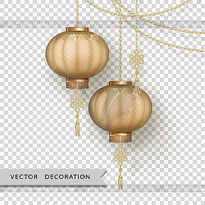 Hanging Silk Lanterns - vector clipart
