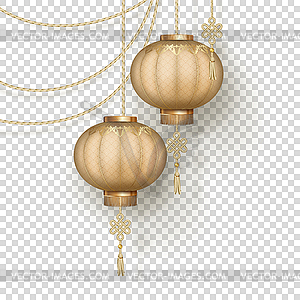 Hanging Silk Lanterns - vector clip art