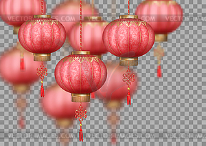 Китайские шелковые фонарики - клипарт в векторном формате