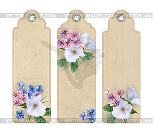 Bookmark with White Flowers - vector image