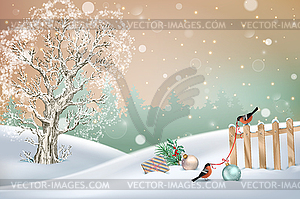 Christmas winter scene - vector clipart