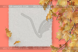 Осенний фон с дубовыми листьями - векторное изображение клипарта