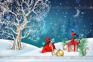 Christmas winter scene - vector image