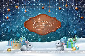 Christmas winter scene - vector clip art