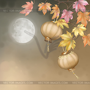 Hanging Chinese Paper Lanterns - vector clipart