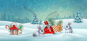 Christmas winter scene - vector clip art