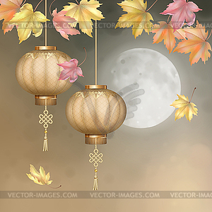 Hanging Chinese Paper Lanterns - vector image