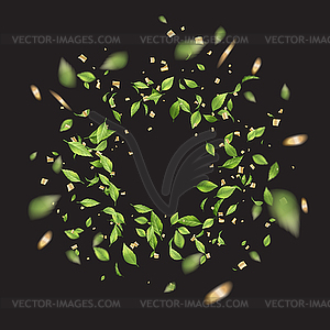 Green Flying Leaves - vector image