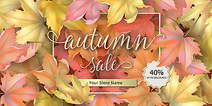 Autumn background with maple leaves - vector clip art