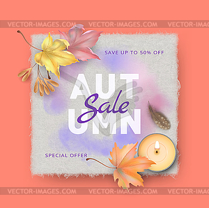 Autumn background with maple leaves - vector clipart