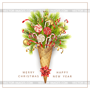 Christmas Holiday Bouquet - vector image