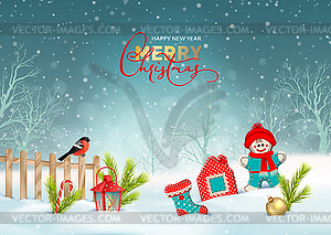 Christmas Winter Scene - vector clip art