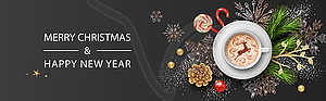 Christmas and New Year banner - vector image