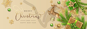 Christmas and New Year banner - vector clipart