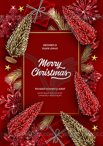 Рождественский и новогодний постер - векторное графическое изображение