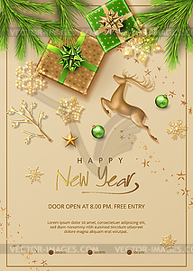 Christmas and New Year Poster - vector image