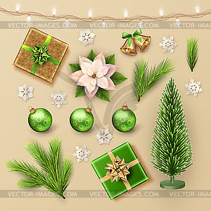 Christmas Items Set - vector image