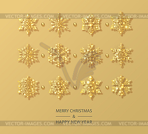 Gold Transparent Snowflakes - vector image