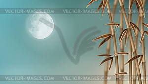 Autumn landscape with bamboo - vector image