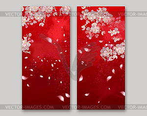 Cherry blossom banners - vector clipart