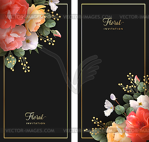 Greeting card with roses - vector image