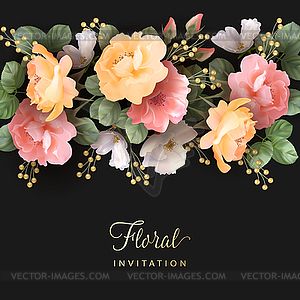 Greeting card with roses - vector image