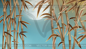 Осенний пейзаж с бамбуком - векторный эскиз