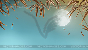 Autumn landscape with bamboo - color vector clipart