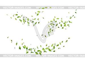 Flying green leaves - vector clip art