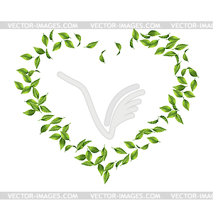 Зеленое Сердце Листьев - векторное графическое изображение