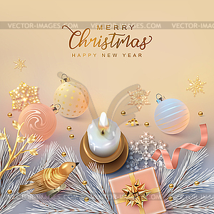 Christmas and New Year Card - vector clip art