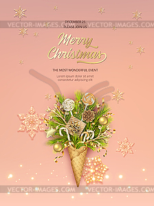 Christmas and New Year Poster - vector clip art