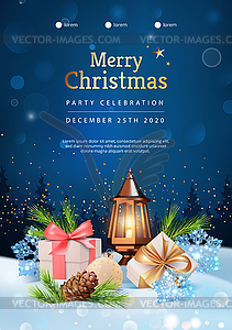 Christmas and New Year Poster - vector image