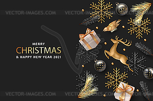 Christmas and New Year realistic banner - vector image