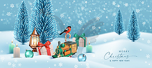 Christmas Holiday Winter Landscape - vector image