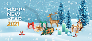 Christmas Holiday Winter Landscape - vector clip art