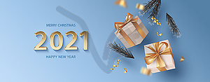 Merry Christmas and Happy New Year banner - vector clipart