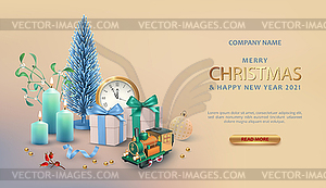 Christmas and New Year background - vector image