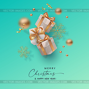 Merry Christmas and Happy New Year banner - vector image