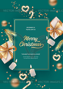 Christmas and New Year poster template - vector clipart