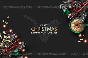 Christmas and New Year realistic banner - royalty-free vector clipart