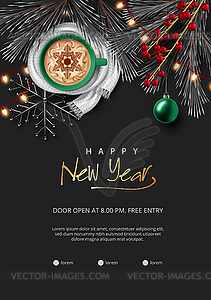 New Year Party Poster Template - vector image