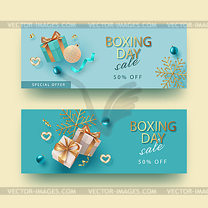 Merry Christmas and Happy New Year realistic banner - vector clipart