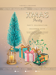 Christmas and New Year poster template - color vector clipart