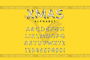 Candy cane christmas alphabet - vector clip art