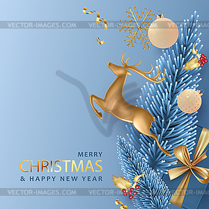 Christmas and New Year realistic banner - vector image