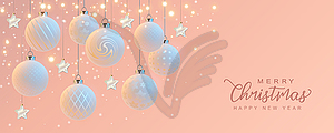 Merry Christmas and Happy New Year realistic banner - vector clip art