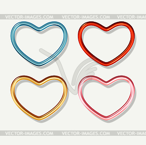 Set of colorful hearts - color vector clipart